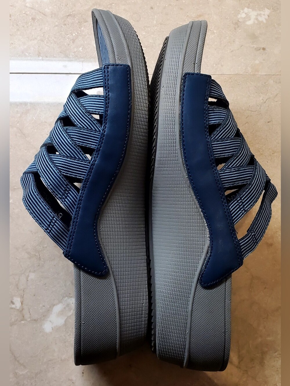 Bare Traps Sandals Braverly Slide Wedge Heel Blue Gray Strappy Slip On Wmns. 8M - Picture 4 of 9